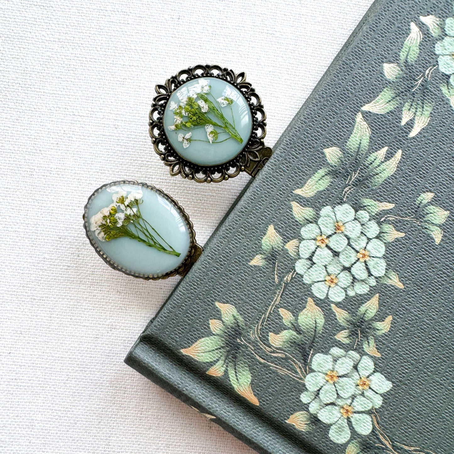 Ophelia Pressed Flower Bookmark | Bronze