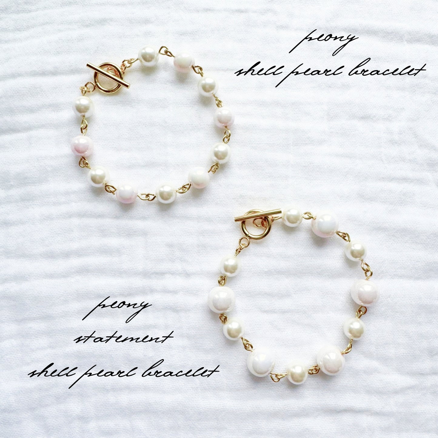 Peony Statement Shell Pearl Bracelet | Gold
