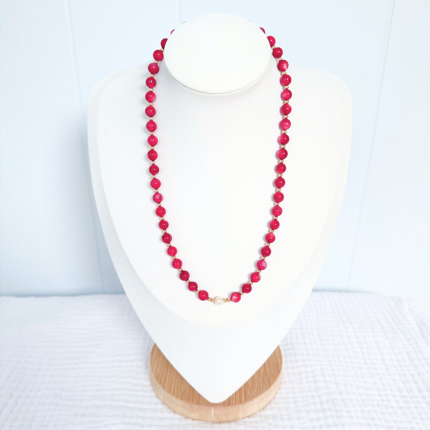 Pearl and Shell Beaded Necklace | Gold