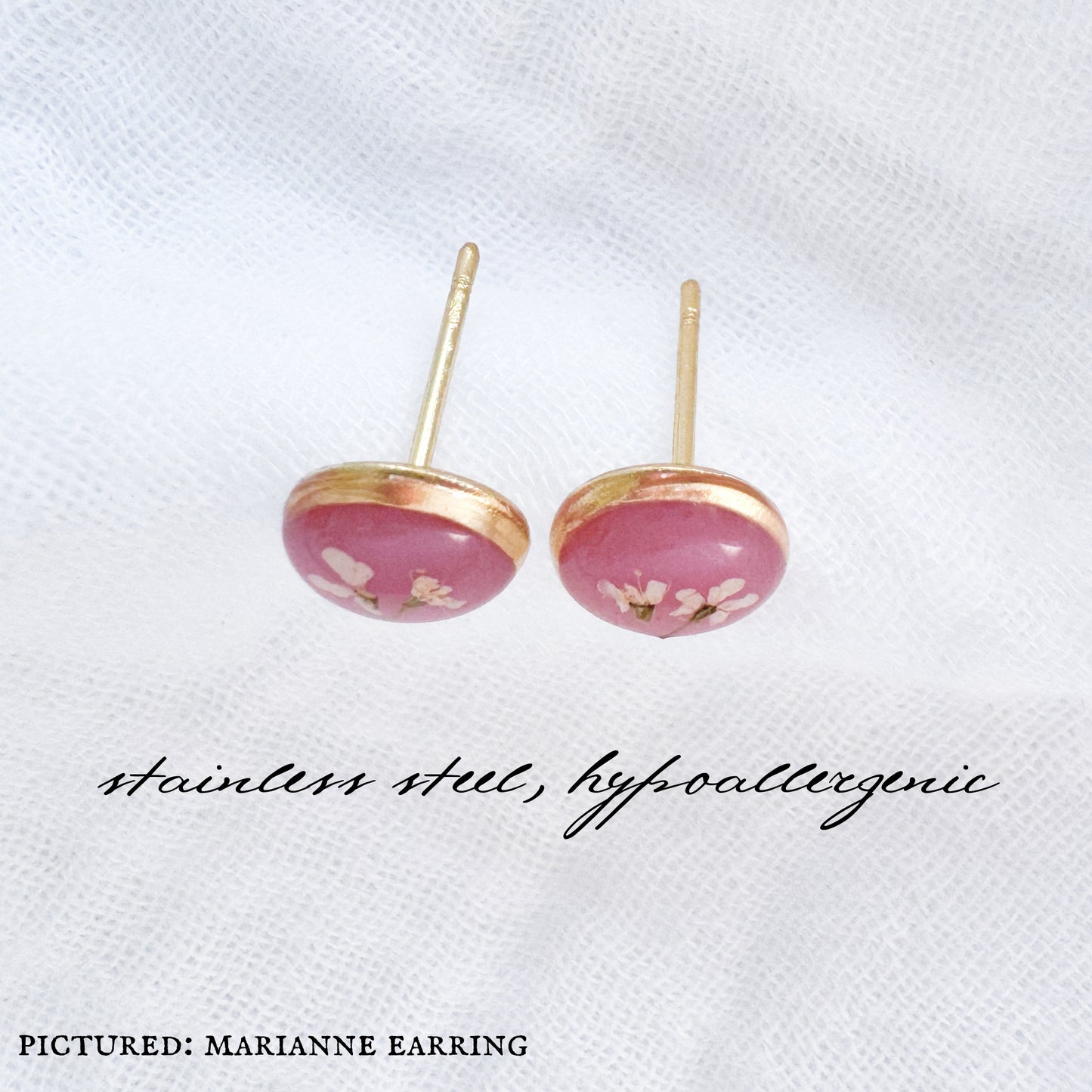 Erica Pressed Flower Earrings | Gold