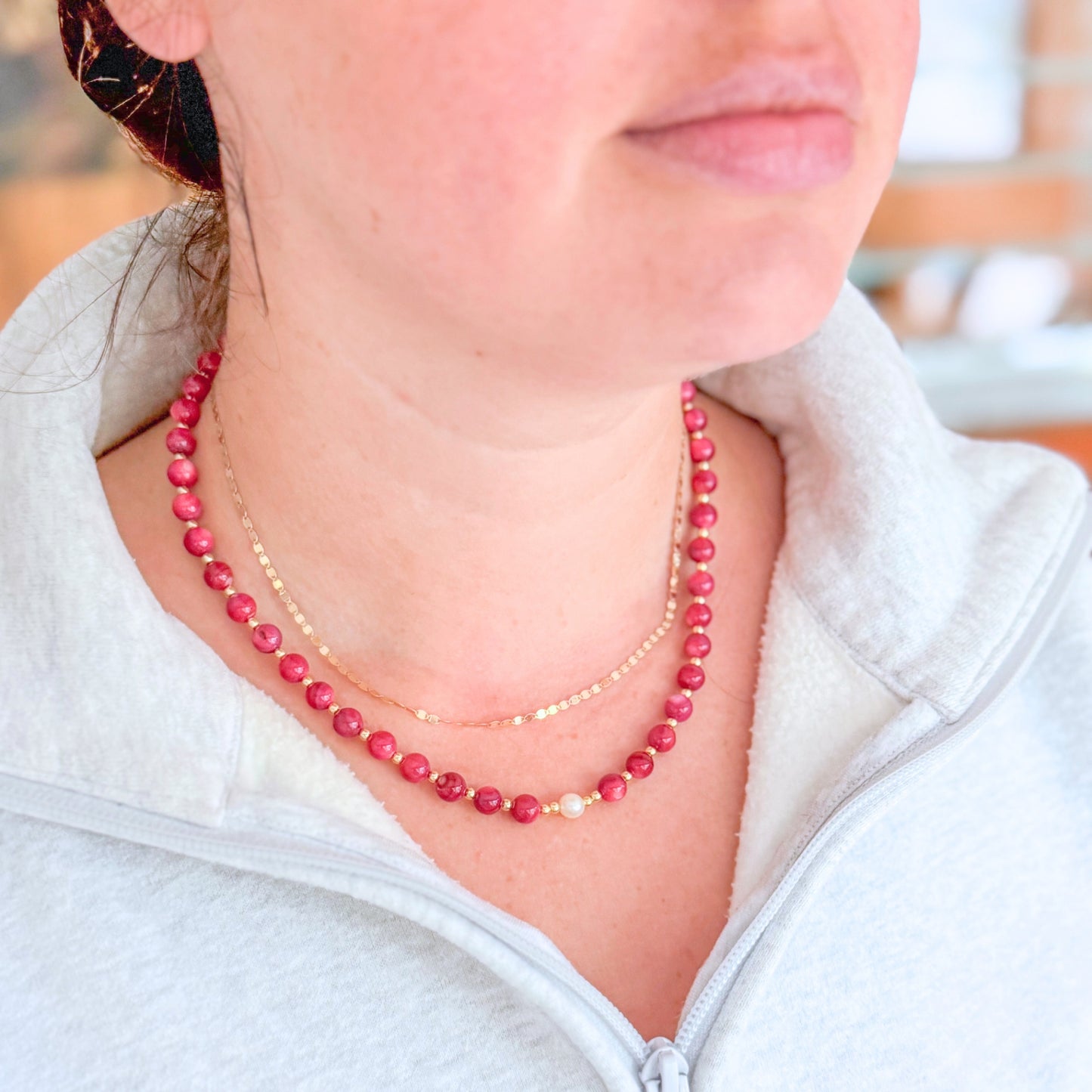 Pearl and Shell Beaded Necklace | Gold