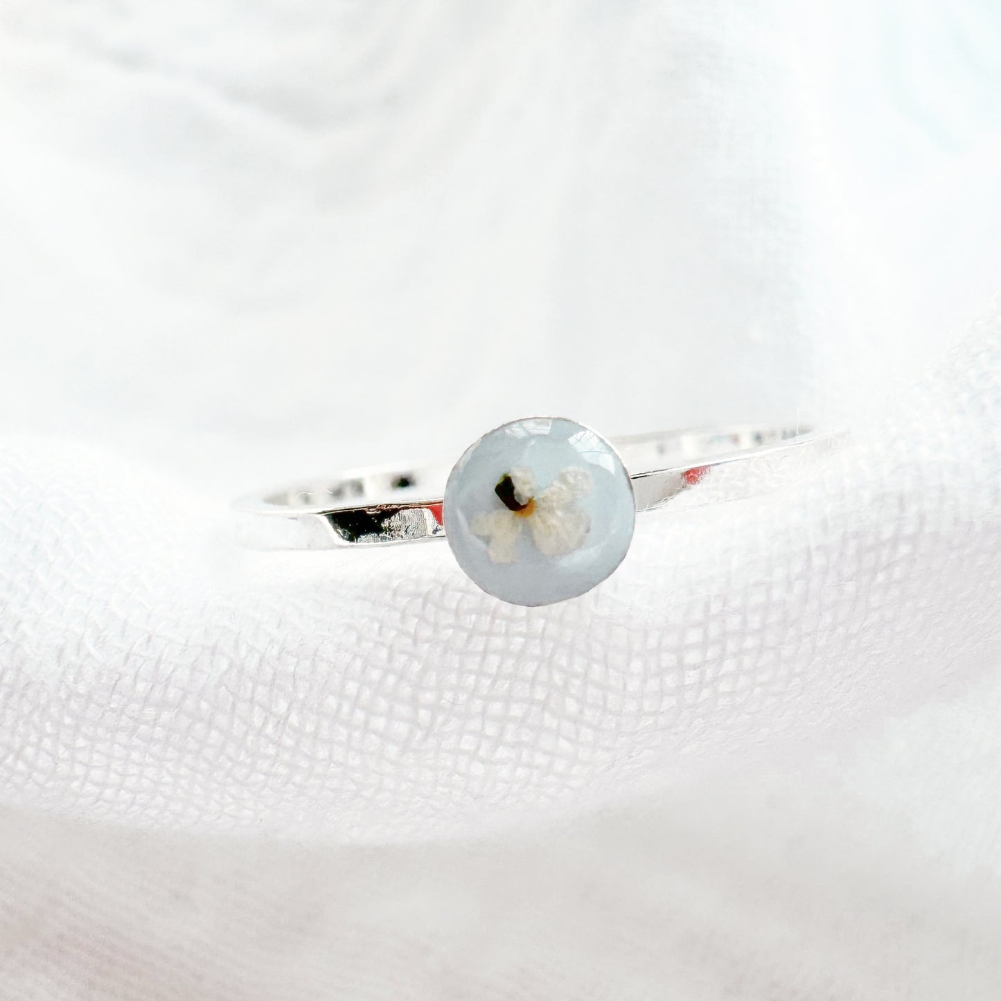 *Custom* Something Blue Pressed Flower Ring | Gold or Silver
