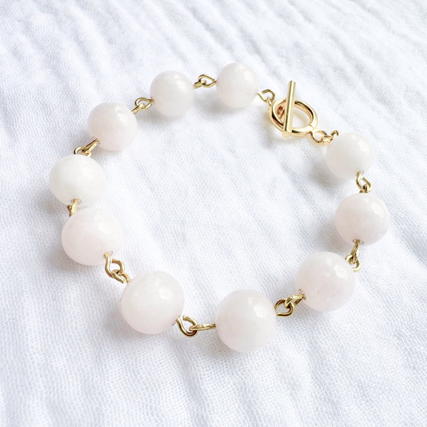 Rose Quartz Gemstone Bracelet | Gold