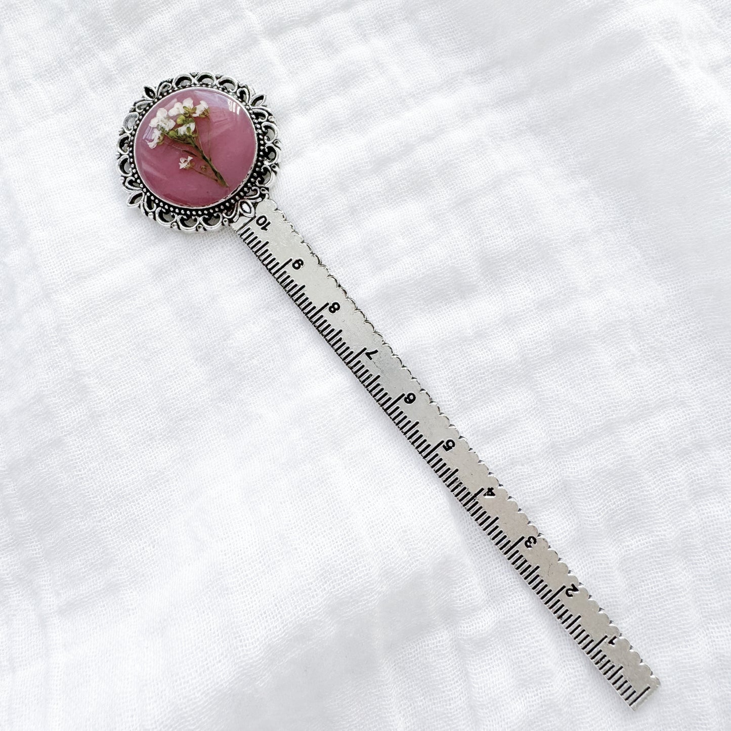 Rosemary Pressed Flower Bookmark | Silver