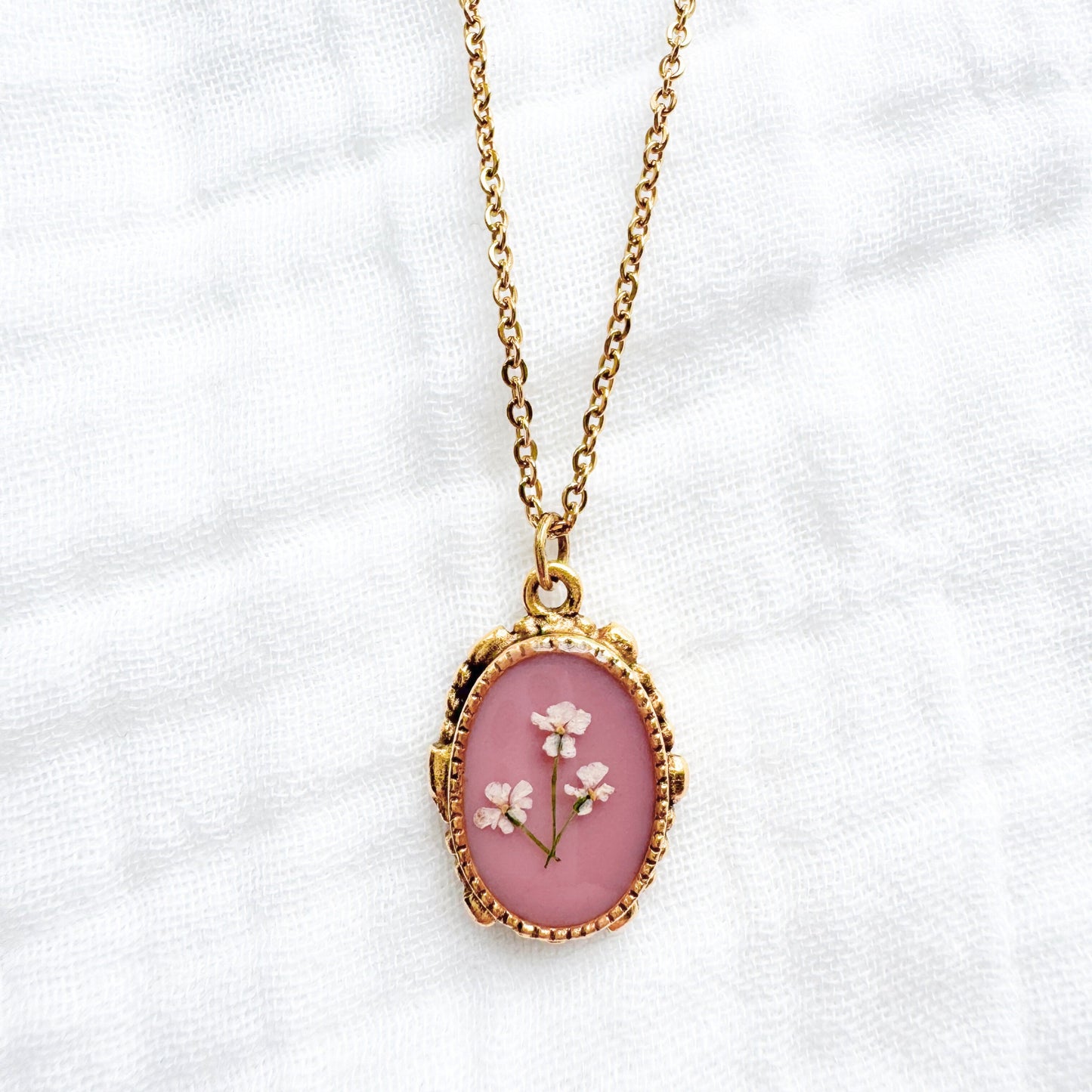 Rosie Pressed Flower Necklace | Gold