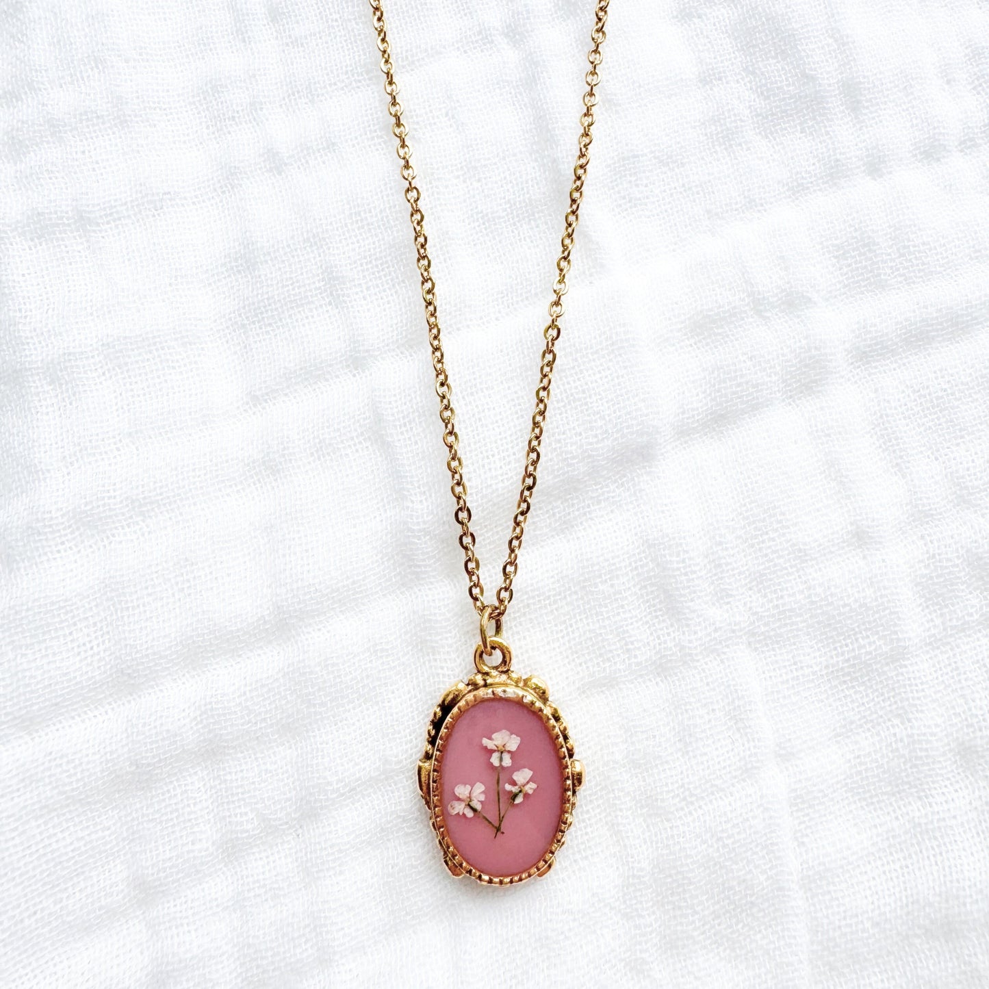 Rosie Pressed Flower Necklace | Gold