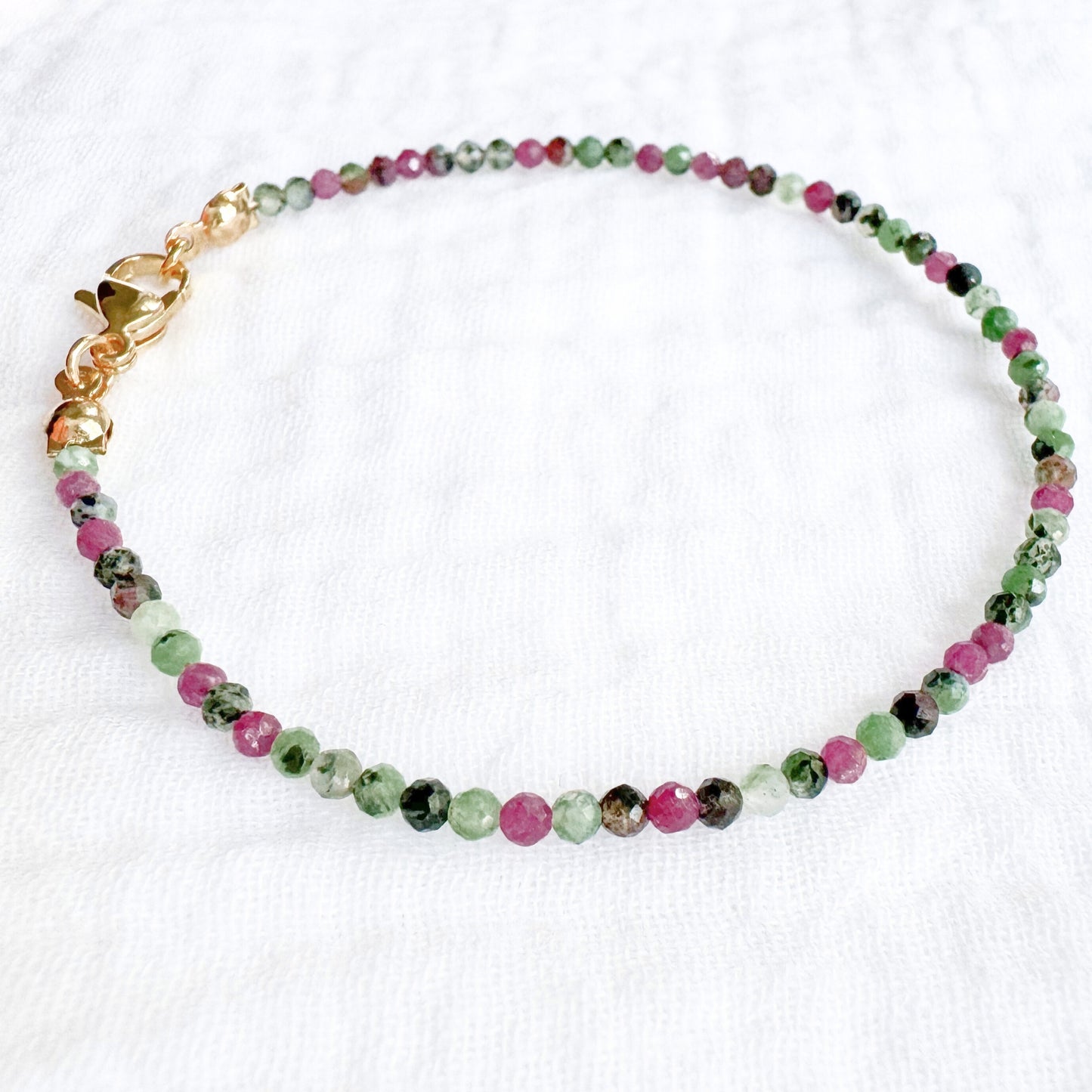 Ruby Zoisite Gemstone Stacking Bracelet | Gold
