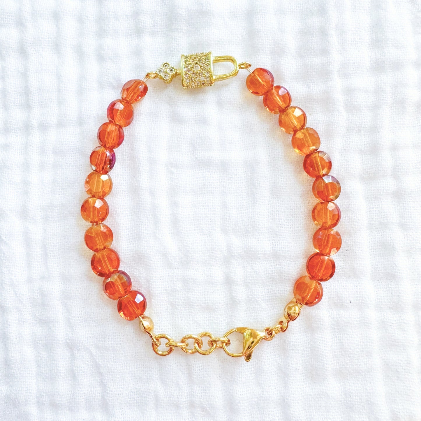 Sabrina Sparkle Lock Gemstone Bracelet | Gold