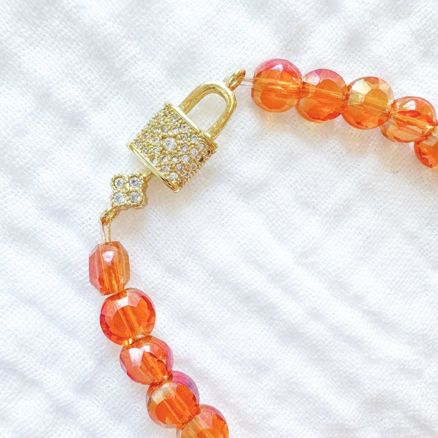 Sabrina Sparkle Lock Gemstone Bracelet | Gold