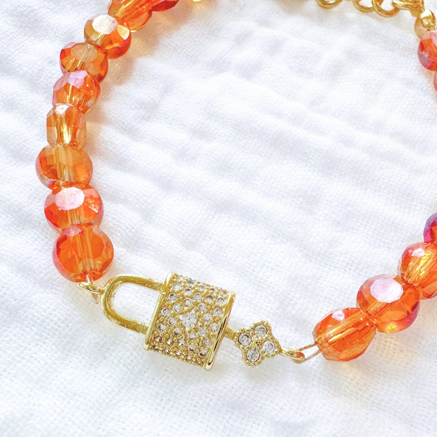 Sabrina Sparkle Lock Gemstone Bracelet | Gold