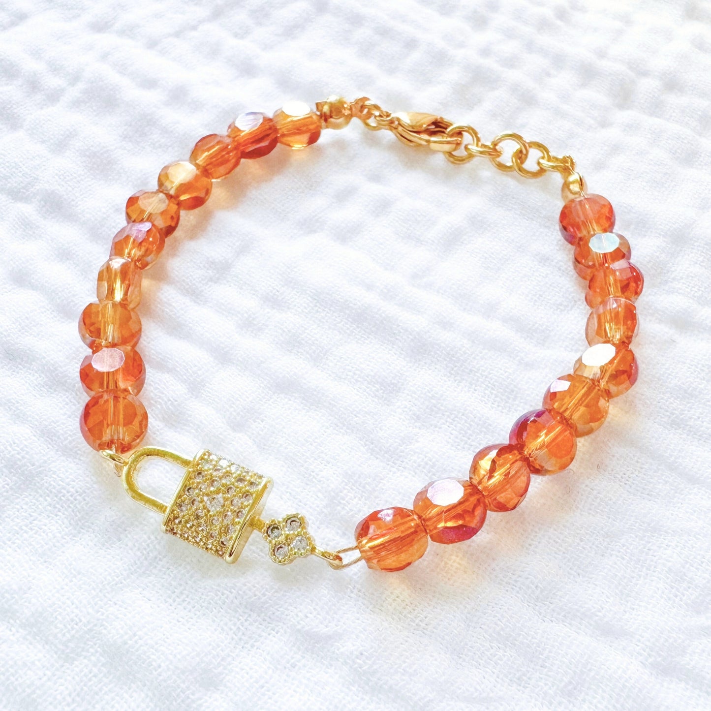 Sabrina Sparkle Lock Gemstone Bracelet | Gold