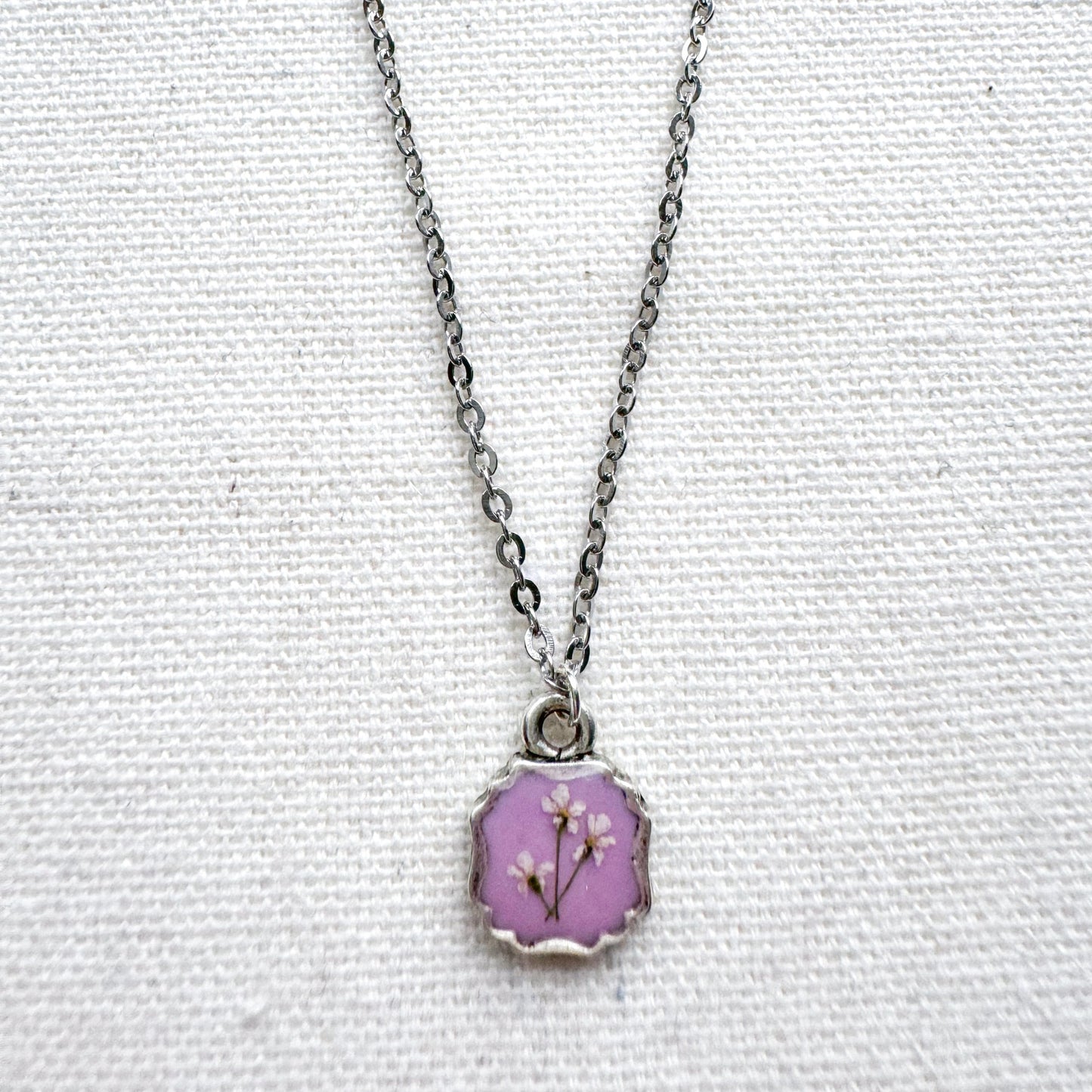 Sophie Pressed Flower Necklace | Silver