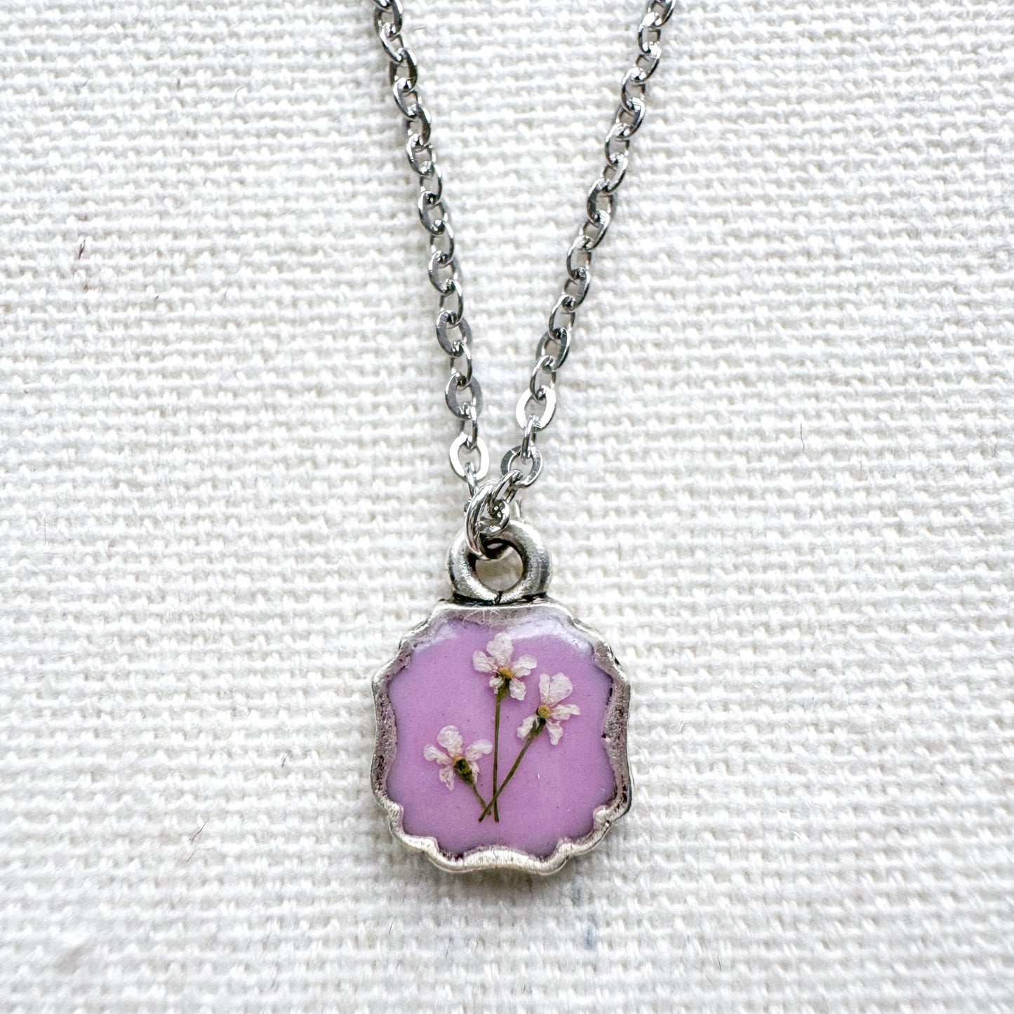 Sophie Pressed Flower Necklace | Silver