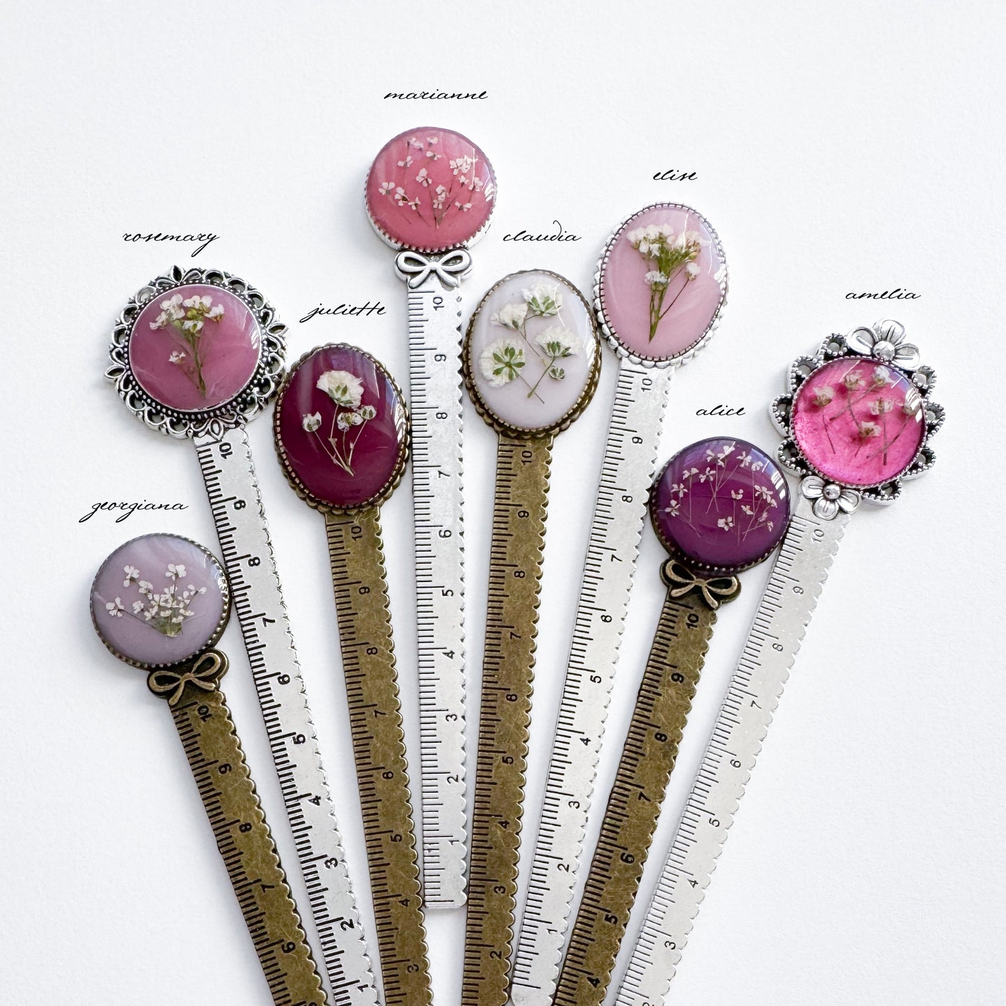 Elise Pressed Flower Bookmark | Silver