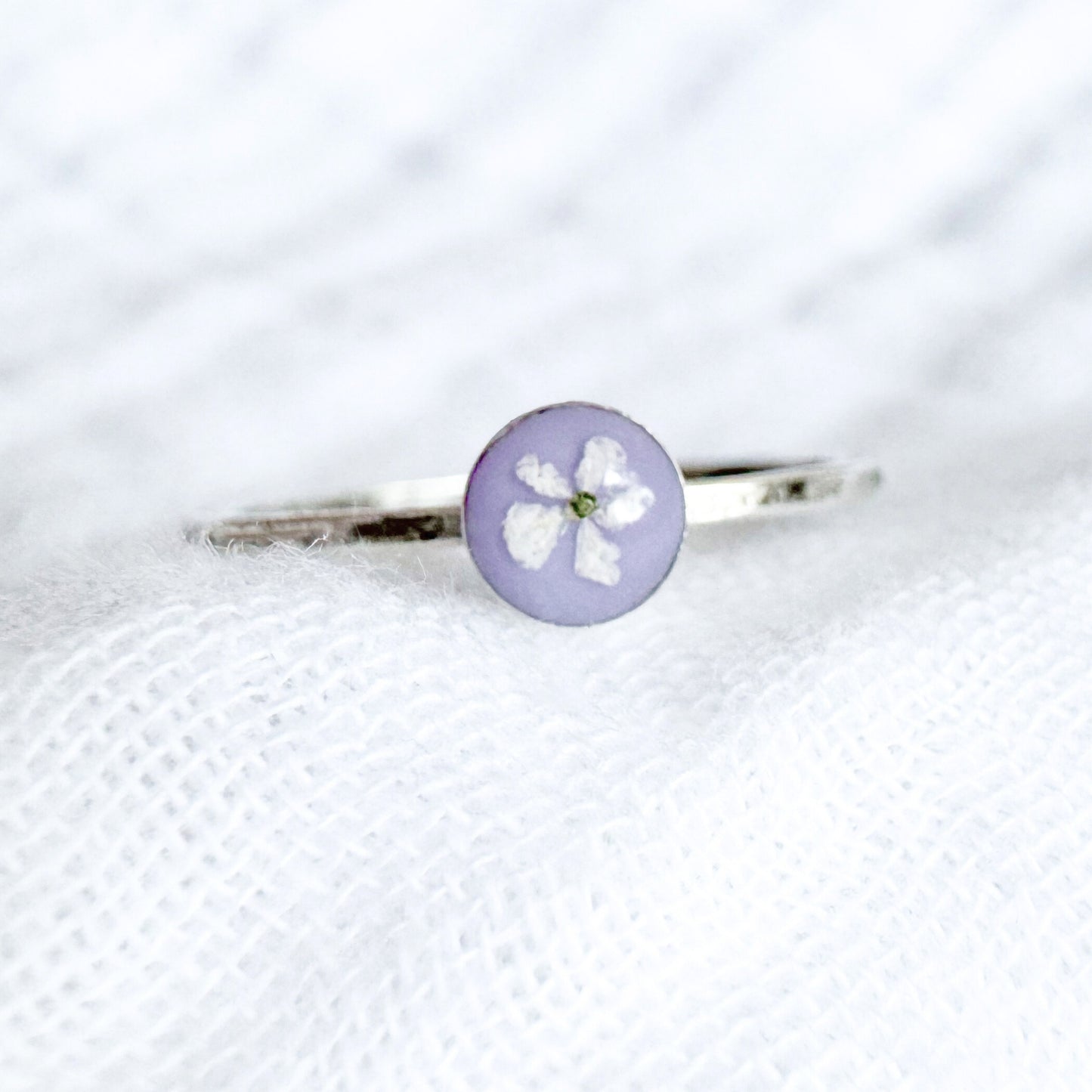 Violet Pressed Flower Ring | Silver