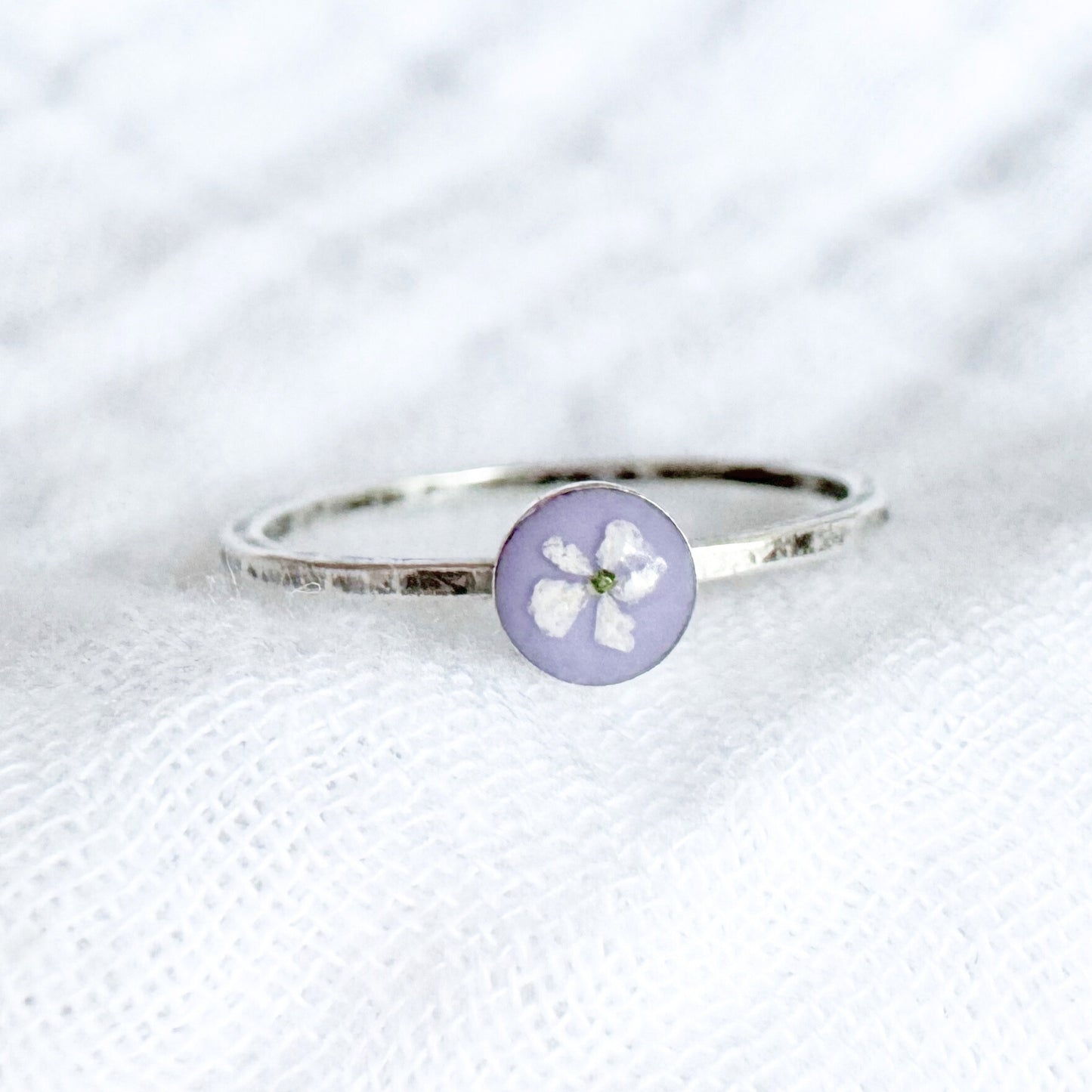 Violet Pressed Flower Ring | Silver