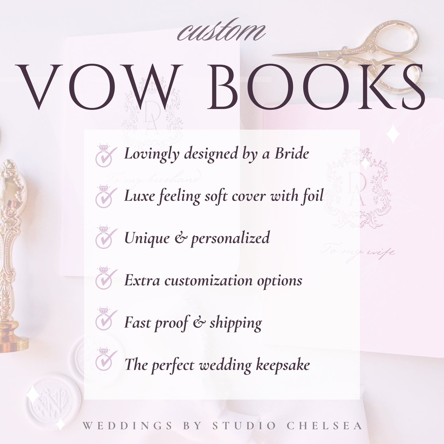 Wedding Vow Books | Custom Laurel Wreath