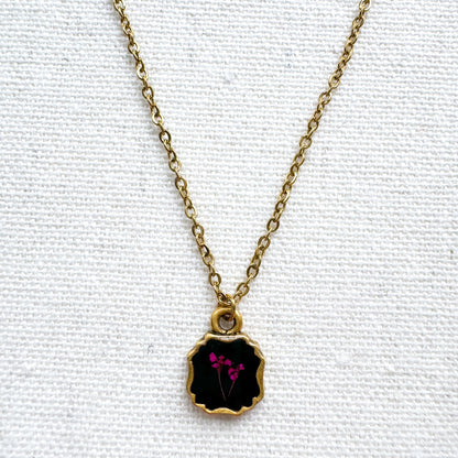Bridgette Pressed Flower Necklace | Gold