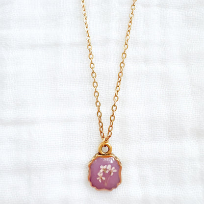 Adeline Mini Frame Pressed Flower Necklace | Gold