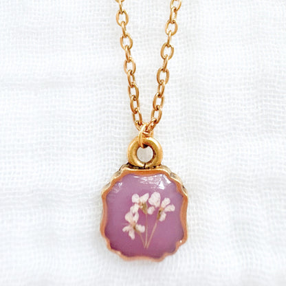 Adeline Mini Frame Pressed Flower Necklace | Gold