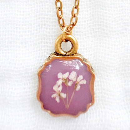Adeline Mini Frame Pressed Flower Necklace | Gold