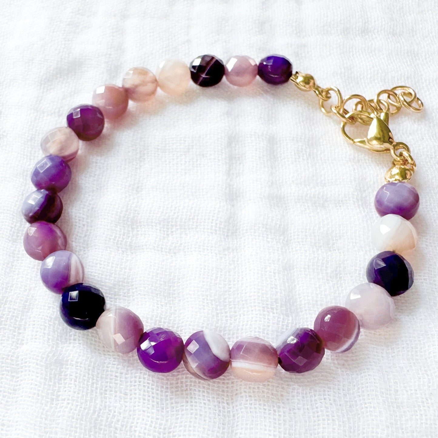 Purple Agate Gemstone Bracelet | Gold