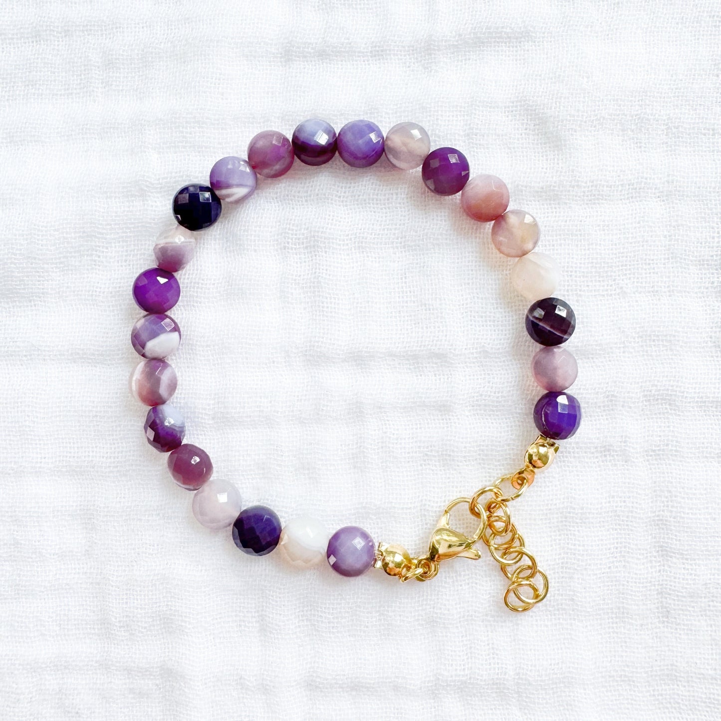 Purple Agate Gemstone Bracelet | Gold