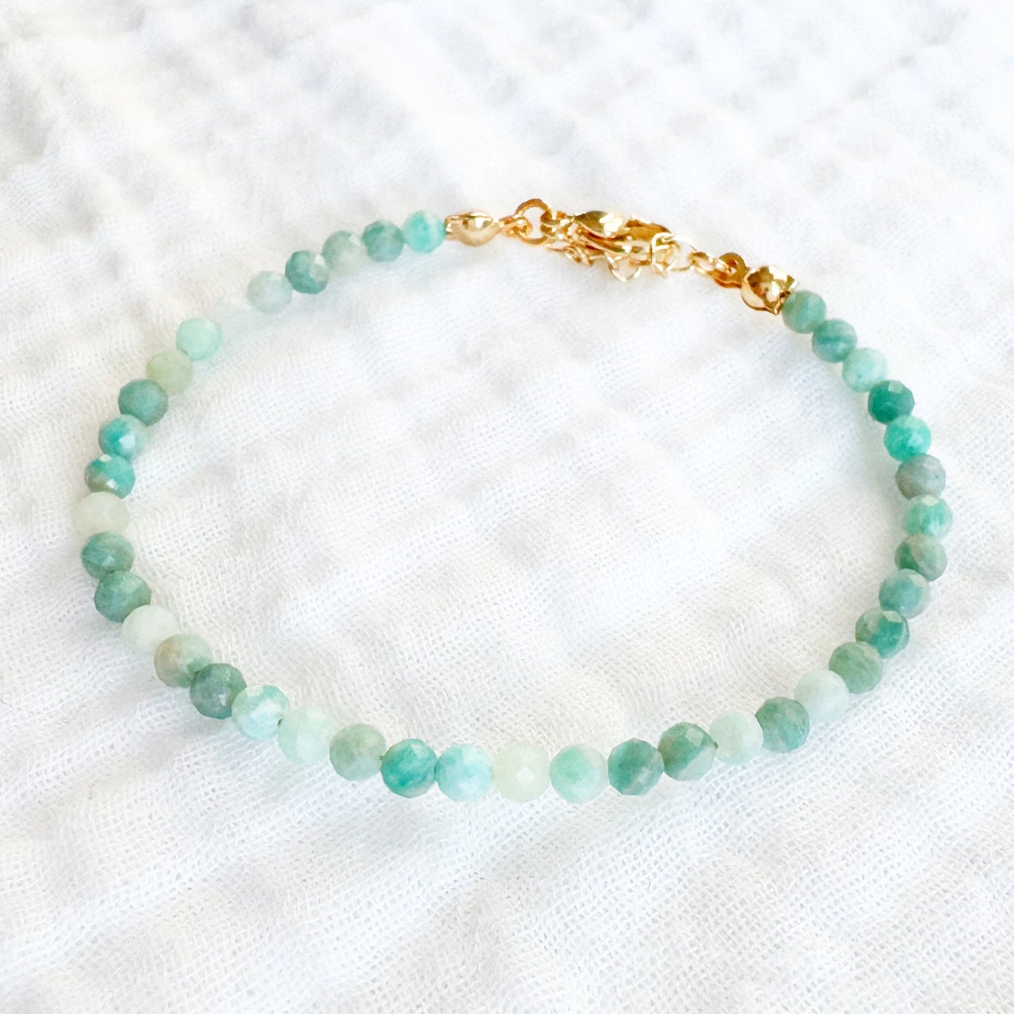 Amazonite Gemstone Stacking Bracelet | Gold