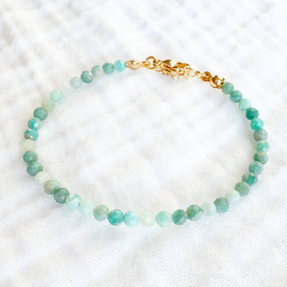 Amazonite Gemstone Stacking Bracelet | Gold