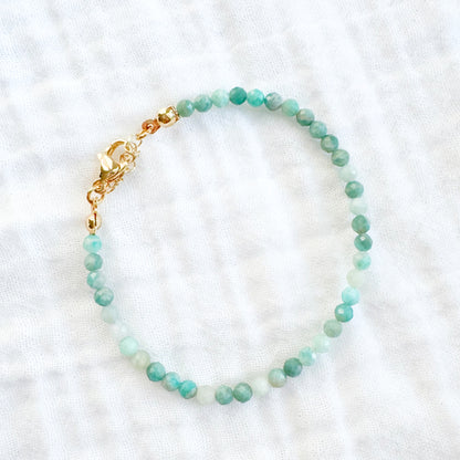 Amazonite Gemstone Stacking Bracelet | Gold