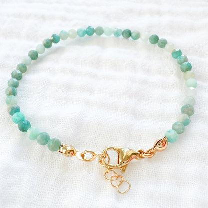 Amazonite Gemstone Stacking Bracelet | Gold