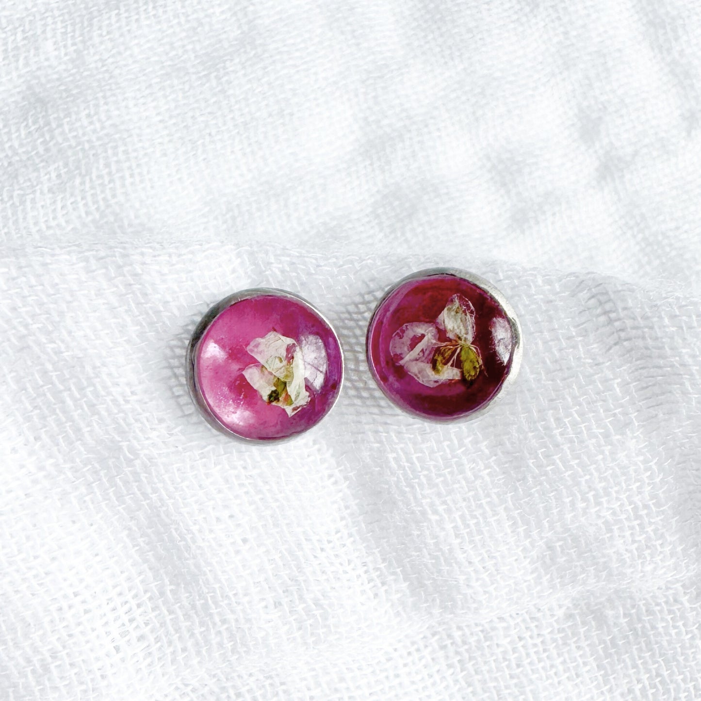 Amelia Pressed Flower Earrings | Silver