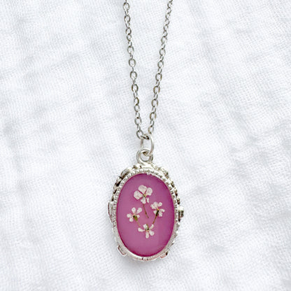 *Custom* Anneli Ornate Pressed Flower Necklace | Silver