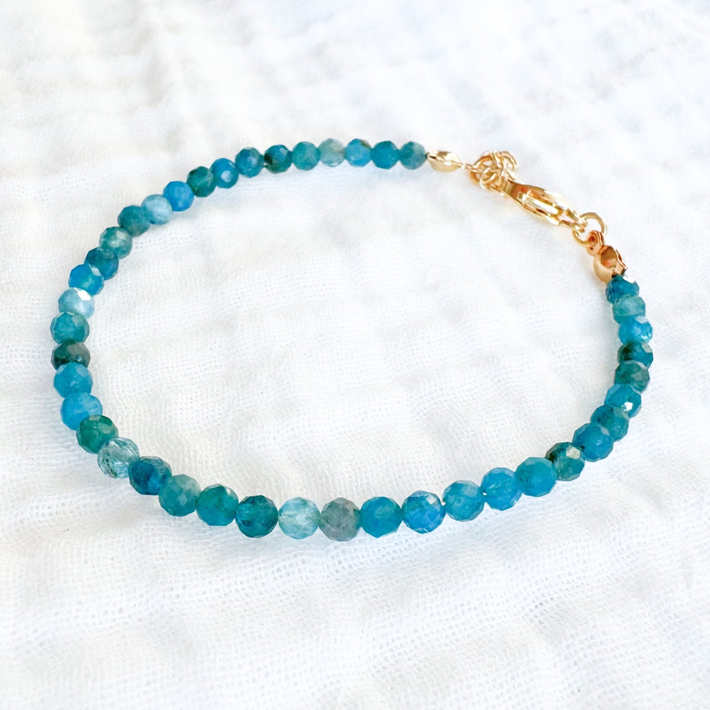 Blue Apatite Gemstone Stacking Bracelet | Gold