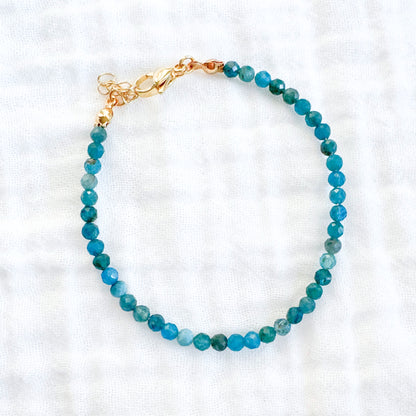 Blue Apatite Gemstone Stacking Bracelet | Gold