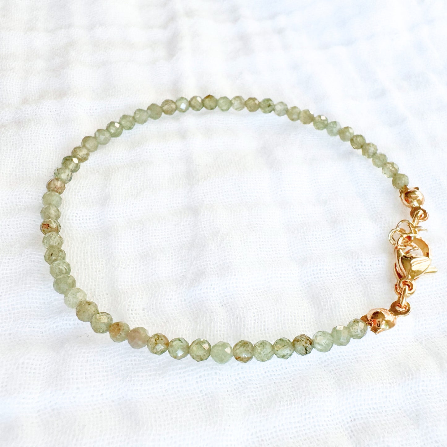 Green Apatite Gemstone Stacking Bracelet | Gold