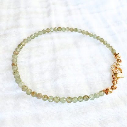 Green Apatite Gemstone Stacking Bracelet | Gold