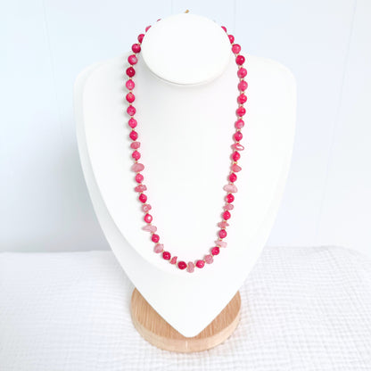 Shell and Quartzite Gemstone Necklace | Gold