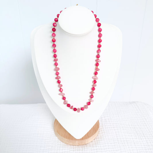 Shell and Quartzite Gemstone Necklace | Gold