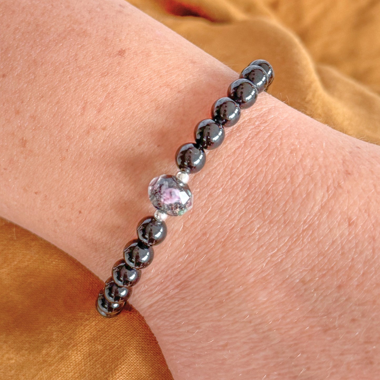 Obsidian Rose Bracelet | Silver