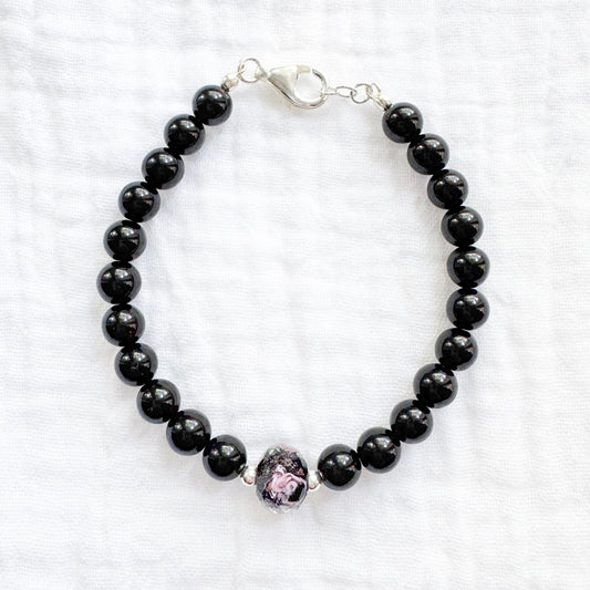 Obsidian Rose Bracelet | Silver