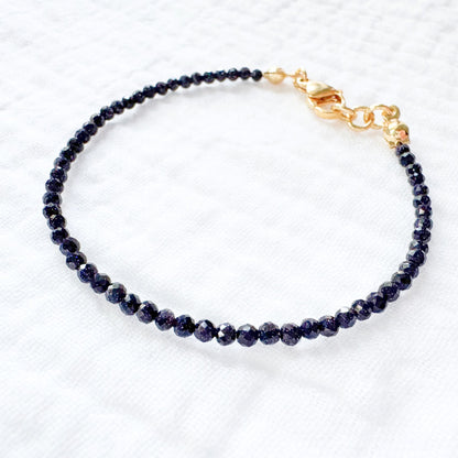 Blue Sandstone Stacking Bracelet | Gold