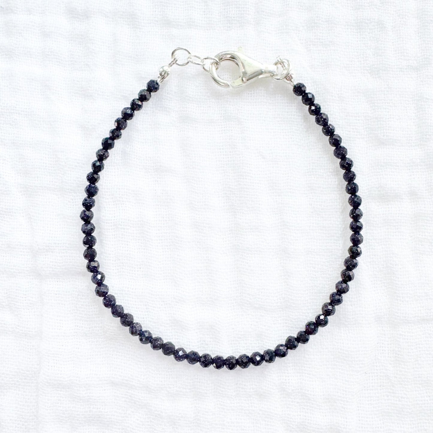 Blue Sandstone Stacking Bracelet | Silver