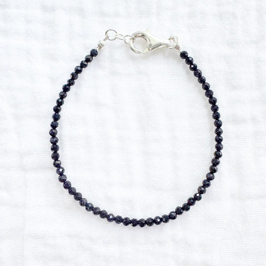 Blue Sandstone Stacking Bracelet | Silver