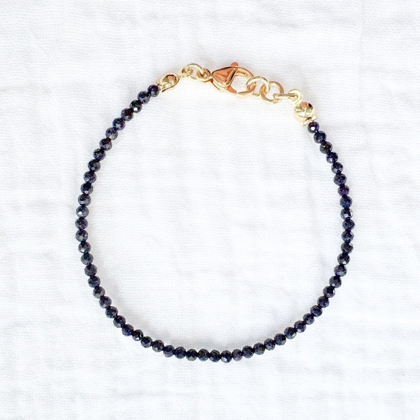 Blue Sandstone Stacking Bracelet | Gold