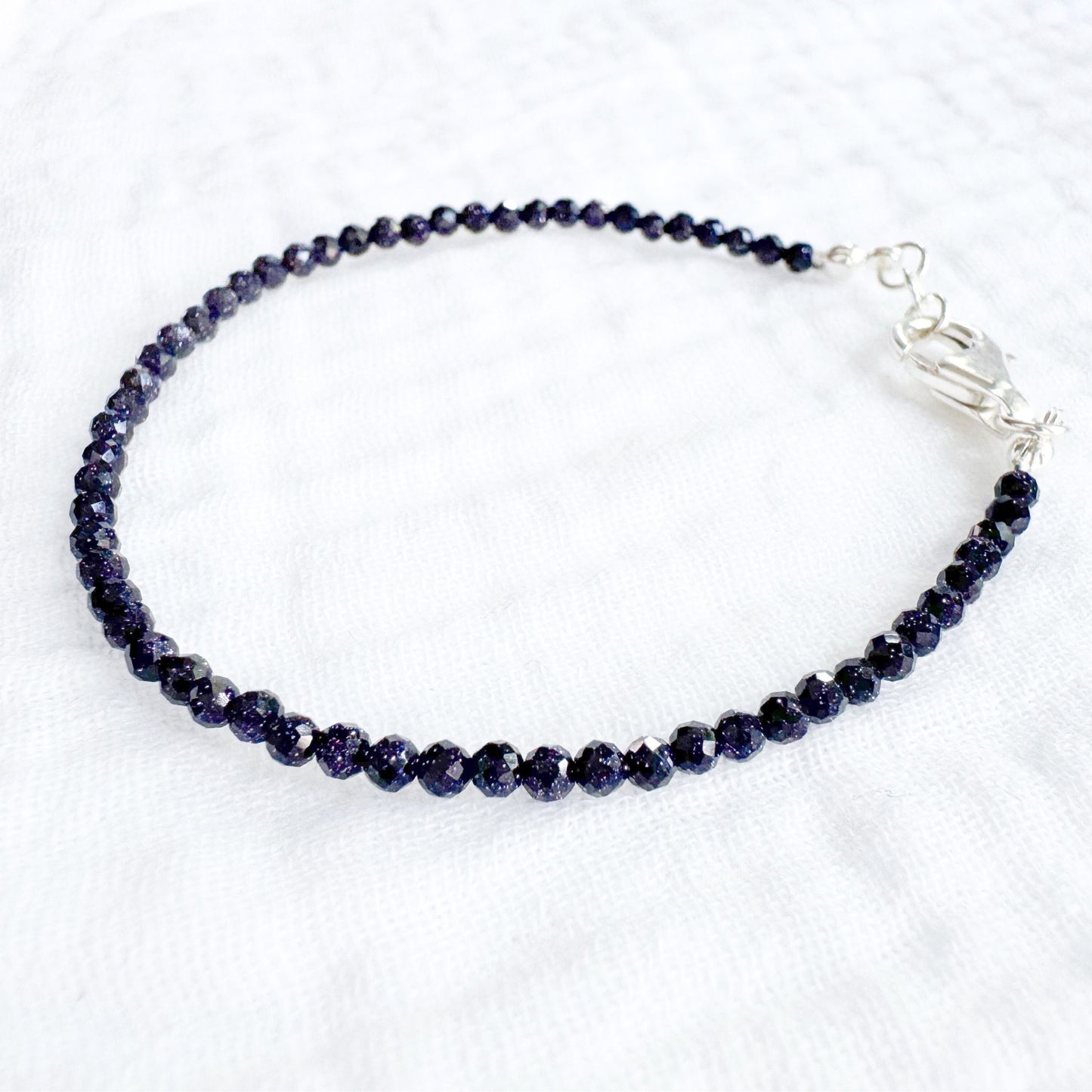 Blue Sandstone Stacking Bracelet | Silver