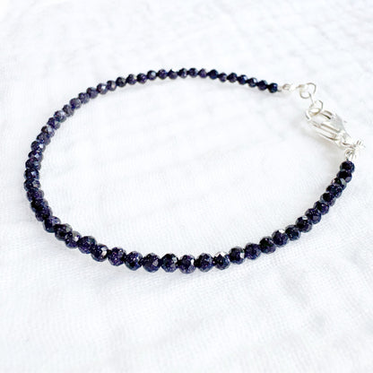 Blue Sandstone Stacking Bracelet | Silver