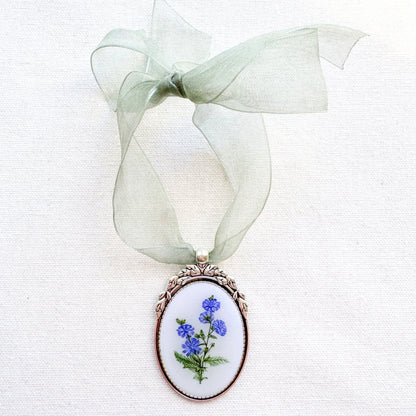 Chicory Botanical Illustration Oval Frame Ornament