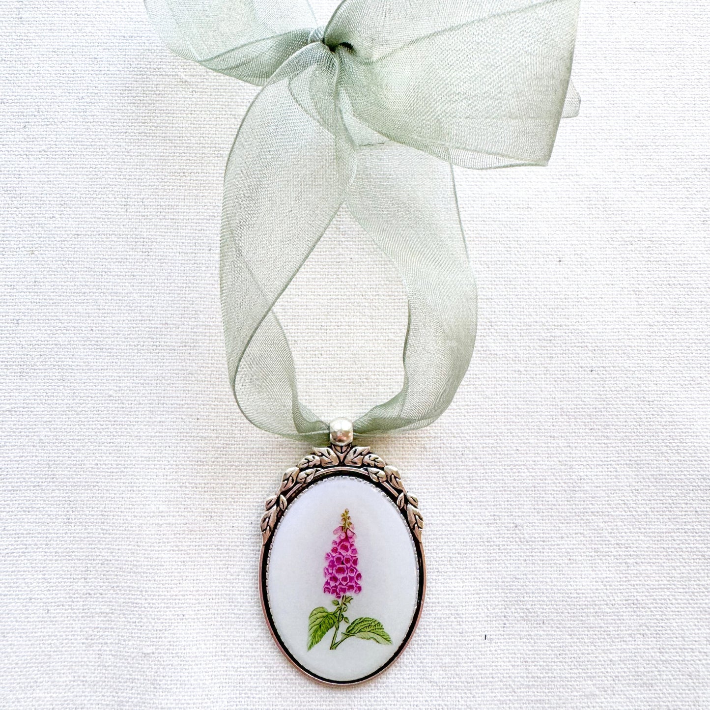 Foxglove Botanical Illustration Oval Frame Ornament