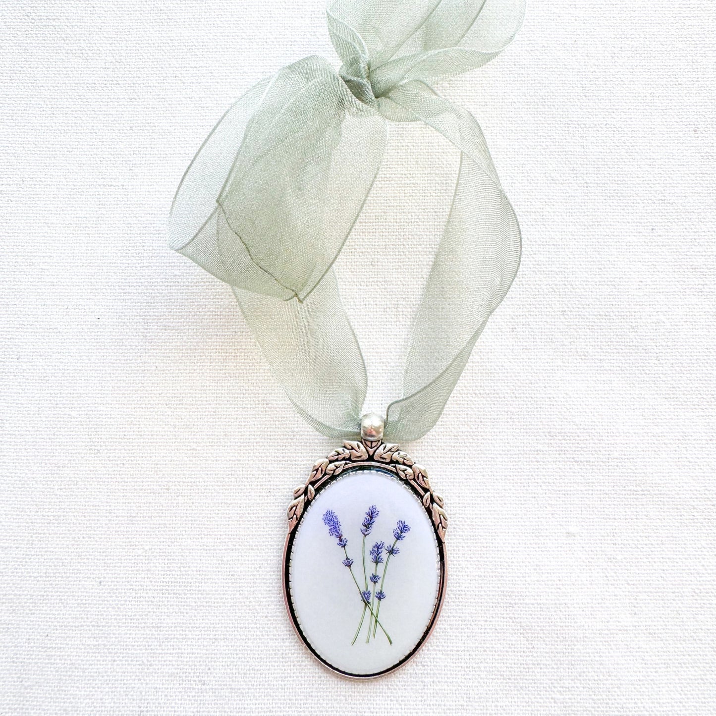 Lavender Botanical Illustration Oval Frame Ornament